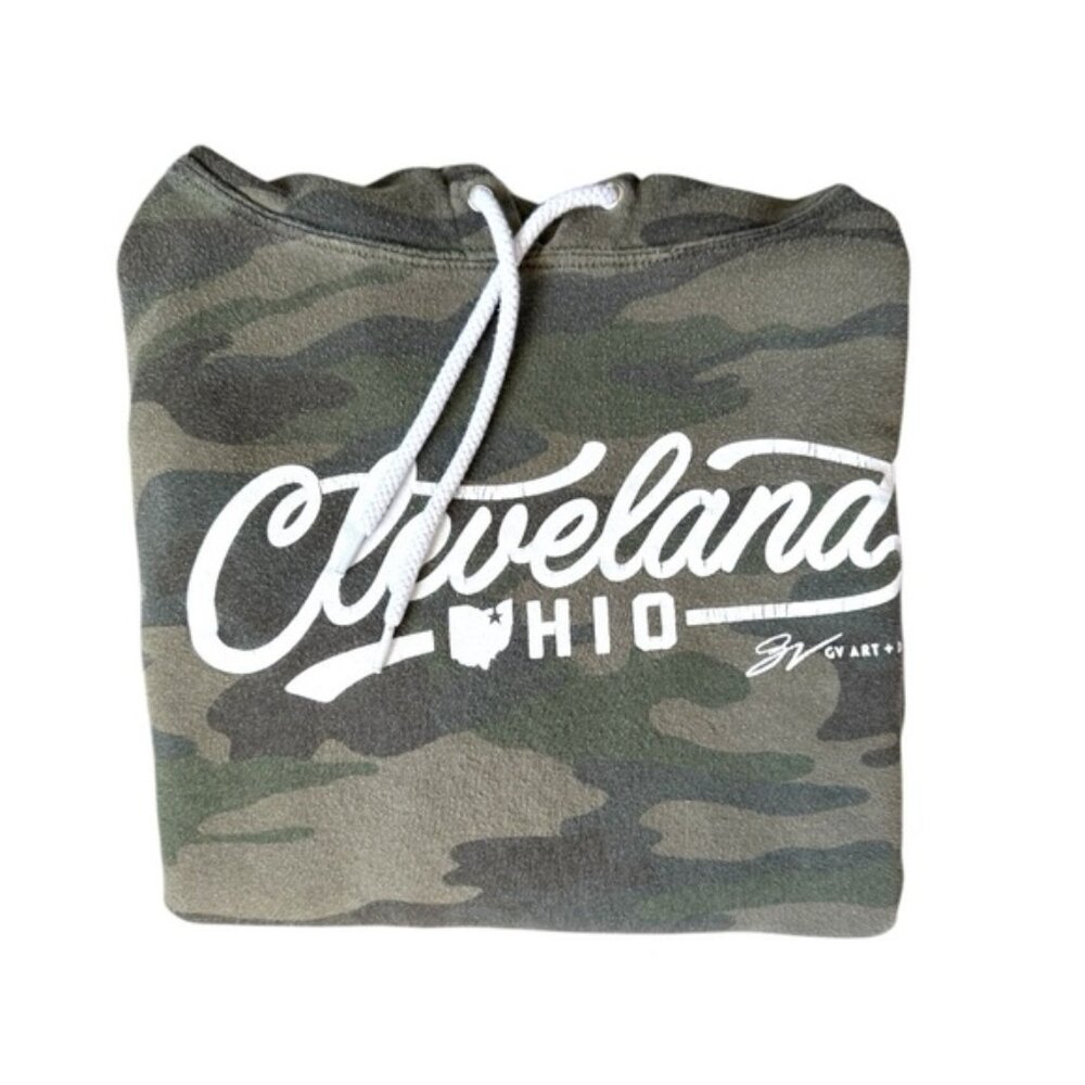 Cleveland Script Camouflage Hoodie
